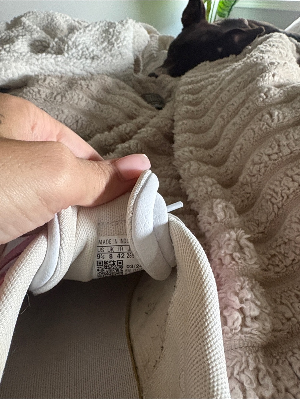 adidas White Sneakers with Pink Stripes and Gum Sole - Picture 5 of 7
